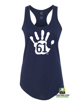 PC RUH Hand61 Ladies Navy - White Scalloped Racerback Tank PC RUH Hand61 Ladies Navy - White Scalloped Racerback Tank