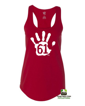 PC RUH Hand61 Ladies Red Scalloped Racerback Tank PC RUH Hand61 Ladies Red Scalloped Racerback Tank
