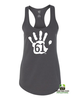 PC RUH Hand61 Ladies Charcoal Grey Scalloped Racerback Tank PC RUH Hand61 Ladies Charcoal Grey Scalloped Racerback Tank