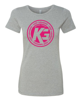 Keep Grinding Apparel | Circa Art - on a Heather Poly Cotton Slim-Fit Ladies Crew Keep Grinding Apparel | Circa Art - on a Heather Poly Cotton Slim-Fit Ladies Crew