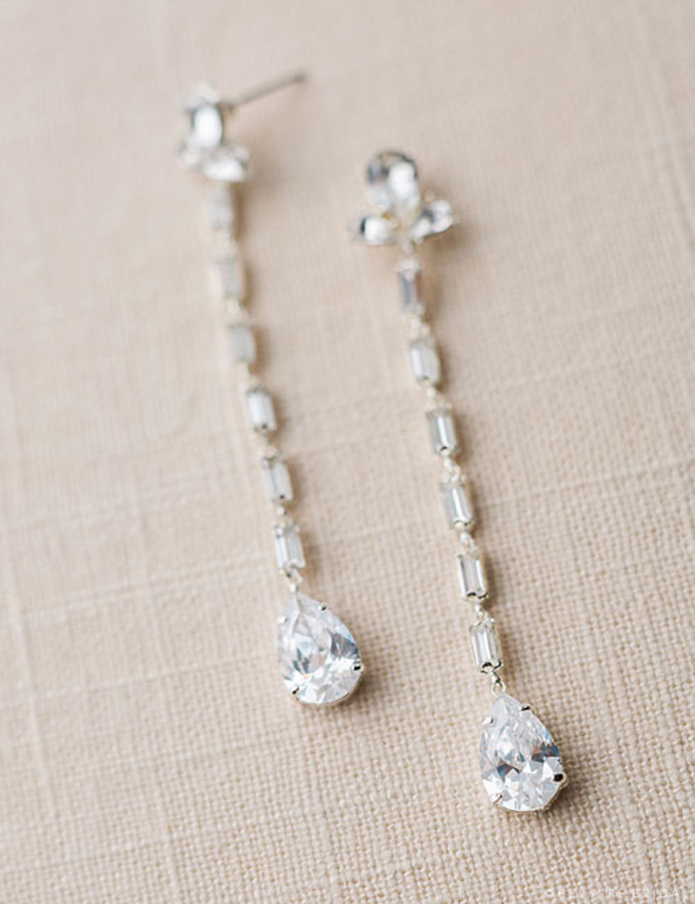 Bel Aire Bridal EA214 - Triple pear drop earrings | Wedding Jewelry
