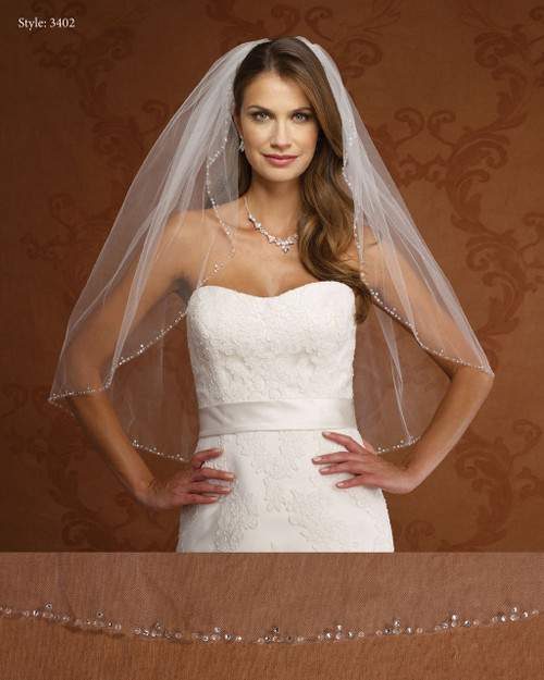 Marionat Bridal Veils 3402- Rhinestone and Crystal Edge- The Bridal Veil Company Marionat Bridal Veils 3402- Rhinestone and Crystal Edge- The Bridal Veil Company