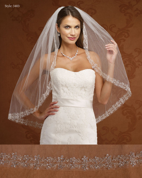 Marionat Bridal Veils 3403-Embroidered Design- The Bridal Veil Company Marionat Bridal Veils 3403-Embroidered Design- The Bridal Veil Company