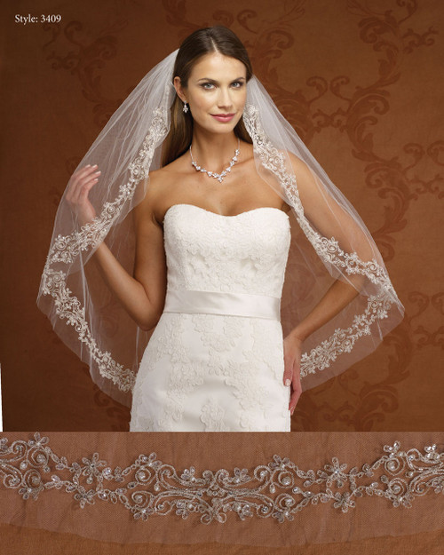Marionat Bridal Veils 3409- Embroidered Design- The Bridal Veil Company Marionat Bridal Veils 3409- Embroidered Design- The Bridal Veil Company