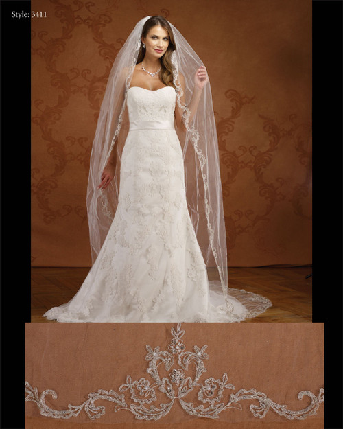 Marionat Bridal Veils 3411- Embroidered Design- The Bridal Veil Company Marionat Bridal Veils 3411- Embroidered Design- The Bridal Veil Company