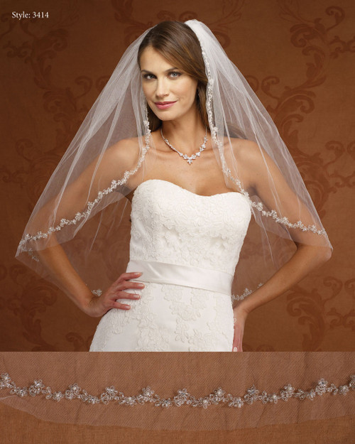 Marionat Bridal Veils 3414- Embroidered Flowers-The Bridal Veil Company Marionat Bridal Veils 3414- Embroidered Flowers-The Bridal Veil Company