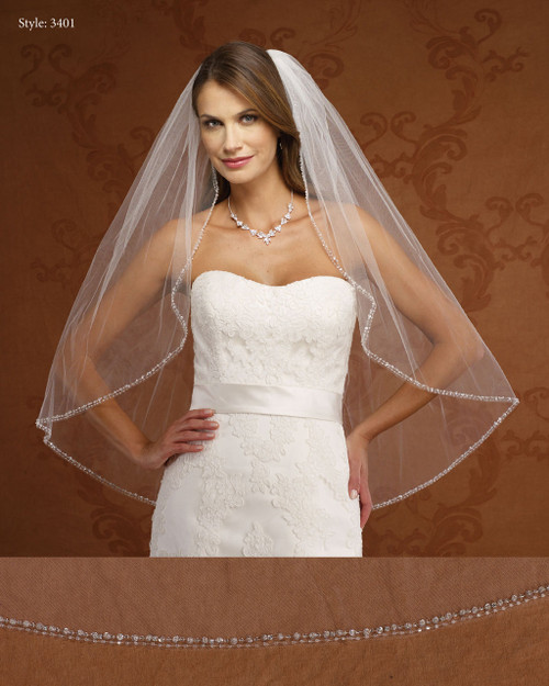 Marionat Bridal Veils 3401- Double Row Beaded Edge- The Bridal Veil Company Marionat Bridal Veils 3401- Double Row Beaded Edge- The Bridal Veil Company
