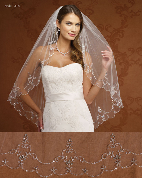Marionat Bridal Veils 3418- Beaded Scallop Design-The Bridal Veil Company Marionat Bridal Veils 3418- Beaded Scallop Design-The Bridal Veil Company