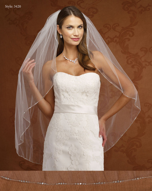 Marionat Bridal Veils 3420-Small Beaded Edge-The Bridal Veil Company Marionat Bridal Veils 3420-Small Beaded Edge-The Bridal Veil Company