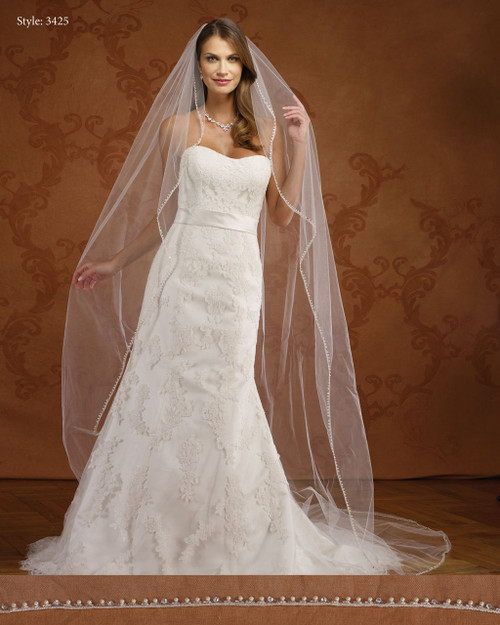 Marionat Bridal Veils 3425- Angel Cut Pearl/Rhinestone Edge-The Bridal Veil Company Marionat Bridal Veils 3425- Angel Cut Pearl/Rhinestone Edge-The Bridal Veil Company
