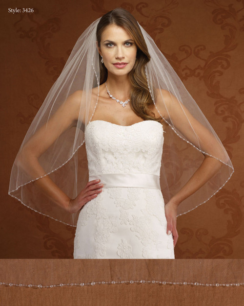 Marionat Bridal Veils 3426- Crystal Beaded Edge-The Bridal Veil Company Marionat Bridal Veils 3426- Crystal Beaded Edge-The Bridal Veil Company
