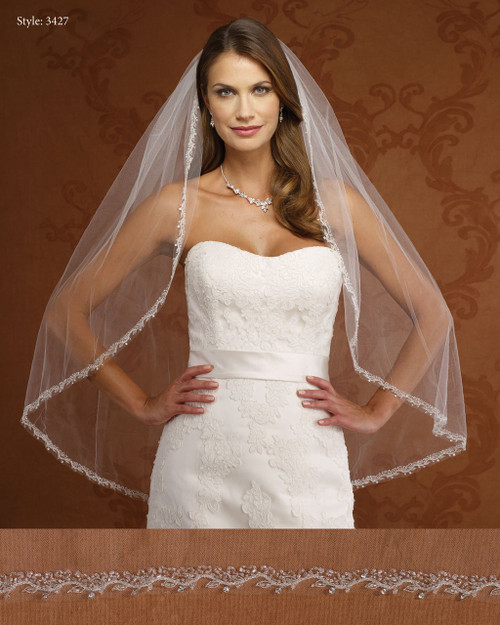 Marionat Bridal Veils 3427- Beaded Embroidered Border -The Bridal Veil Company Marionat Bridal Veils 3427- Beaded Embroidered Border -The Bridal Veil Company