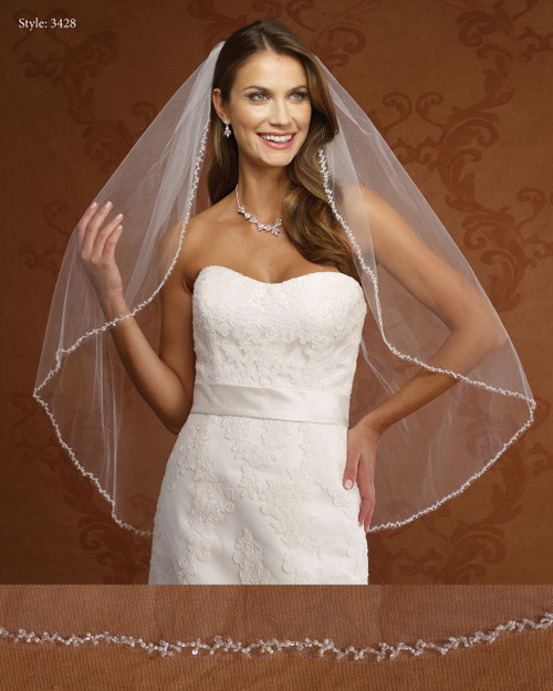 Marionat Bridal Veils 3428- Beaded Pearl Crystal Edge -The Bridal Veil Company Marionat Bridal Veils 3428- Beaded Pearl Crystal Edge -The Bridal Veil Company