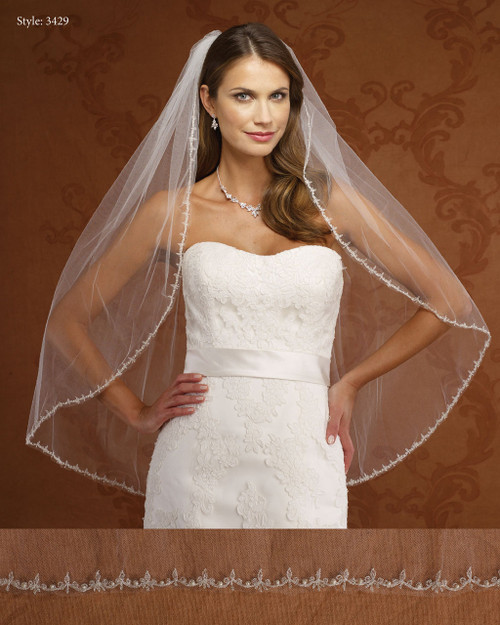 Marionat Bridal Veils 3429- Embrodiered Edge with Pearls-The Bridal Veil Company Marionat Bridal Veils 3429- Embrodiered Edge with Pearls-The Bridal Veil Company