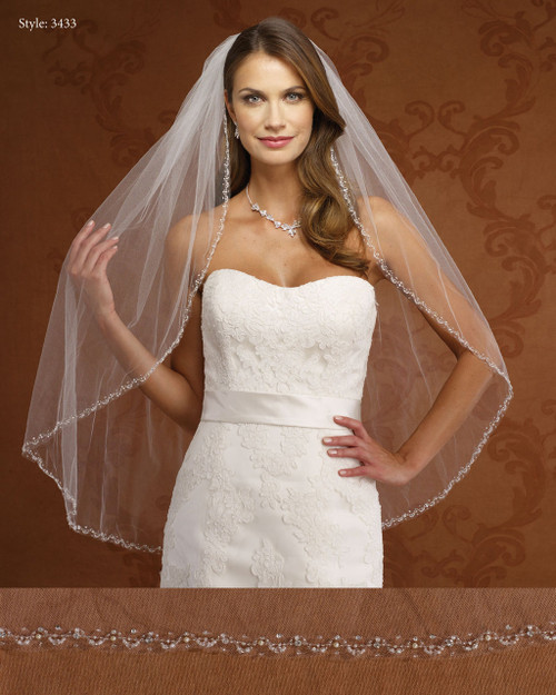 Marionat Bridal Veils 3433-Beaded Pearl Edge-The Bridal Veil Company Marionat Bridal Veils 3433-Beaded Pearl Edge-The Bridal Veil Company
