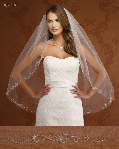Marionat Bridal Veils 3437- Beaded Embroidery Floral-The Bridal Veil Company Marionat Bridal Veils 3437- Beaded Embroidery Floral-The Bridal Veil Company