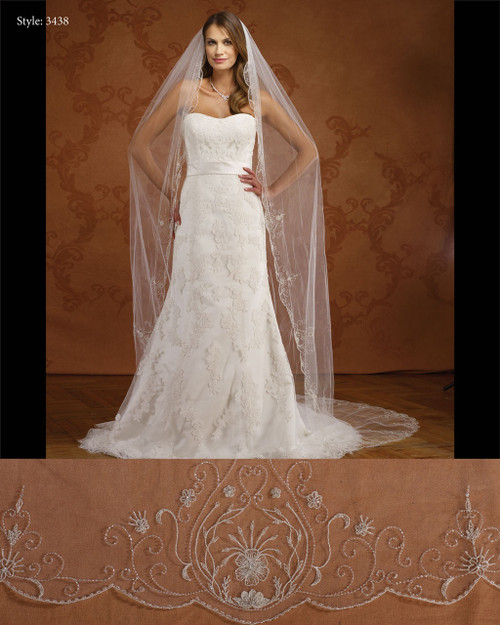 Marionat Bridal Veils 3438- Scalloped Beaded Design-The Bridal Veil Company Marionat Bridal Veils 3438- Scalloped Beaded Design-The Bridal Veil Company