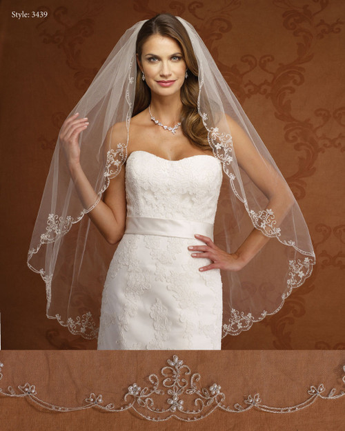 Marionat Bridal Veils 3439- Gold Embrodiery with Pearls-The Bridal Veil Company Marionat Bridal Veils 3439- Gold Embrodiery with Pearls-The Bridal Veil Company