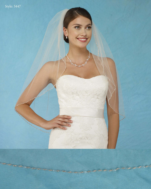 Marionat Bridal Veils 3447 - Beaded Edge with Crystals - The Bridal Veil Company Marionat Bridal Veils 3447 - Beaded Edge with Crystals - The Bridal Veil Company