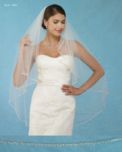 Marionat Bridal Veils 3448 - Angel Cut with Bugle Beads and Pearls - The Bridal Veil Company Marionat Bridal Veils 3448 - Angel Cut with Bugle Beads and Pearls - The Bridal Veil Company