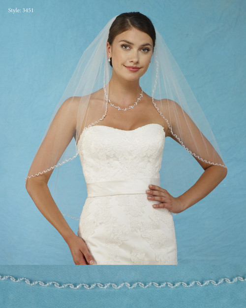 Marionat Bridal Veils 3451 - Beaded Edge with Crystals -The Bridal Veil Company Marionat Bridal Veils 3451 - Beaded Edge with Crystals -The Bridal Veil Company