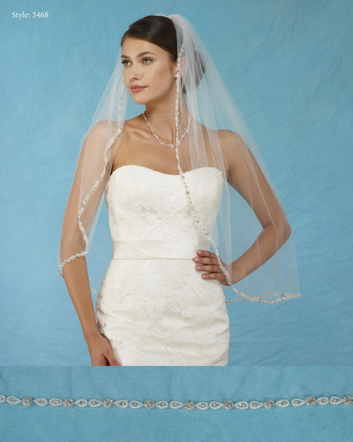 Marionat Bridal Veils 3468 - Beaded Edge with Rhinestones - The Bridal Veil Company Marionat Bridal Veils 3468 - Beaded Edge with Rhinestones - The Bridal Veil Company