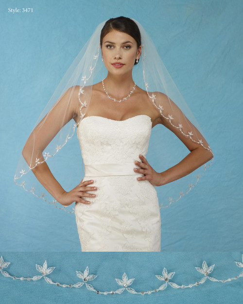 Marionat Bridal Veils 3471 - Embroidered Flowers - The Bridal Veil Company Marionat Bridal Veils 3471 - Embroidered Flowers - The Bridal Veil Company