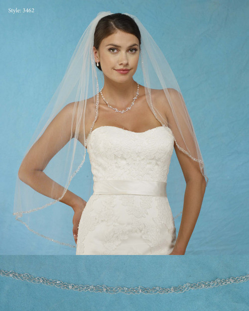 Marionat Bridal Veils 3462 - Embroidered Beaded Edge - The Bridal Veil Company Marionat Bridal Veils 3462 - Embroidered Beaded Edge - The Bridal Veil Company