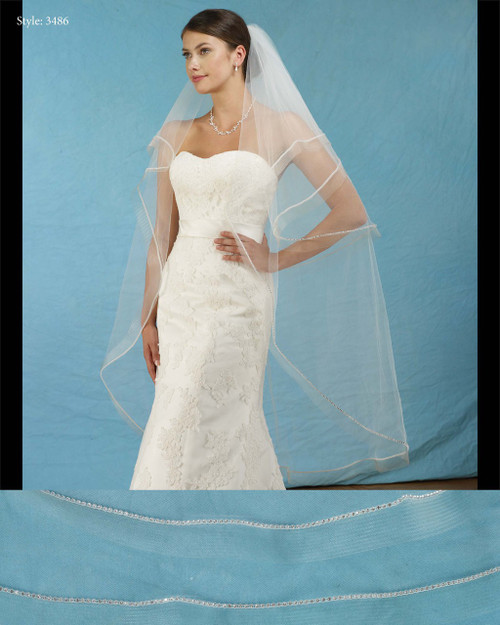 Marionat Bridal Veils 3486 - Oval Foldover Veil with Rhinestones and Horsehair - The Bridal Veil Company Marionat Bridal Veils 3486 - Oval Foldover Veil with Rhinestones and Horsehair - The Bridal Veil Company