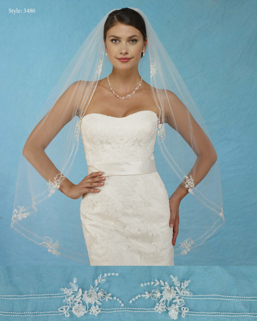 Marionat Bridal Veils 3480 - Embroidered Flower Appliques - The Bridal Veil Company Marionat Bridal Veils 3480 - Embroidered Flower Appliques - The Bridal Veil Company