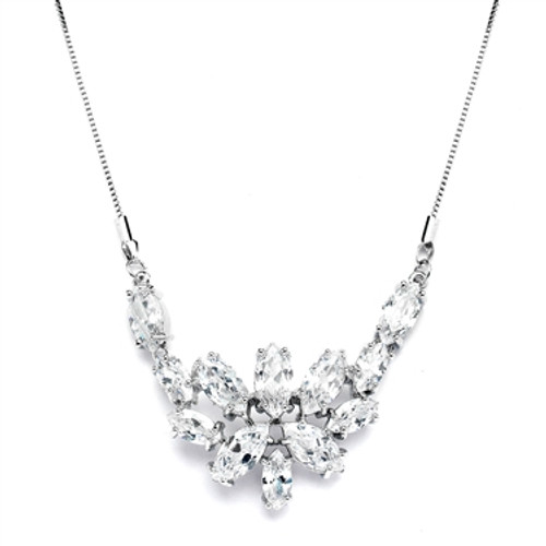 Mariells CZ Cluster Wedding Necklace with Marquis Leaves 4371N-S Mariells CZ Cluster Wedding Necklace with Marquis Leaves 4371N-S