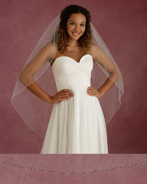 Marionat Bridal Veils 3667 - 42” Long crystal edge with rhinestone - The Bridal Veil Company Marionat Bridal Veils 3667 - 42” Long crystal edge with rhinestone - The Bridal Veil Company