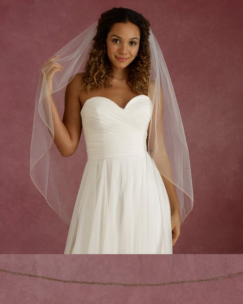 Marionat Bridal Veils 3669F - 42” Long embroidered edge - The Bridal Veil Company Marionat Bridal Veils 3669F - 42” Long embroidered edge - The Bridal Veil Company
