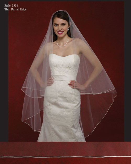 Marionat Bridal Veils 3331- The Bridal Veil Company - Thin Rattail Edge Marionat Bridal Veils 3331- The Bridal Veil Company - Thin Rattail Edge