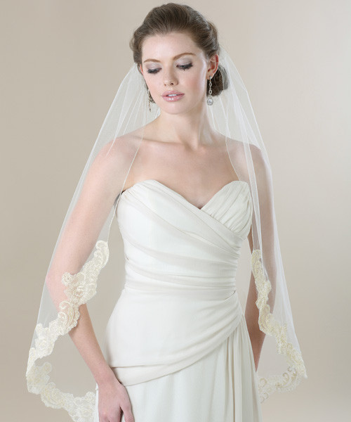 Bel Aire Bridal Wedding Veil V7270 - Metallic Rolled Edge Bel Aire Bridal Wedding Veil V7270 - Metallic Rolled Edge