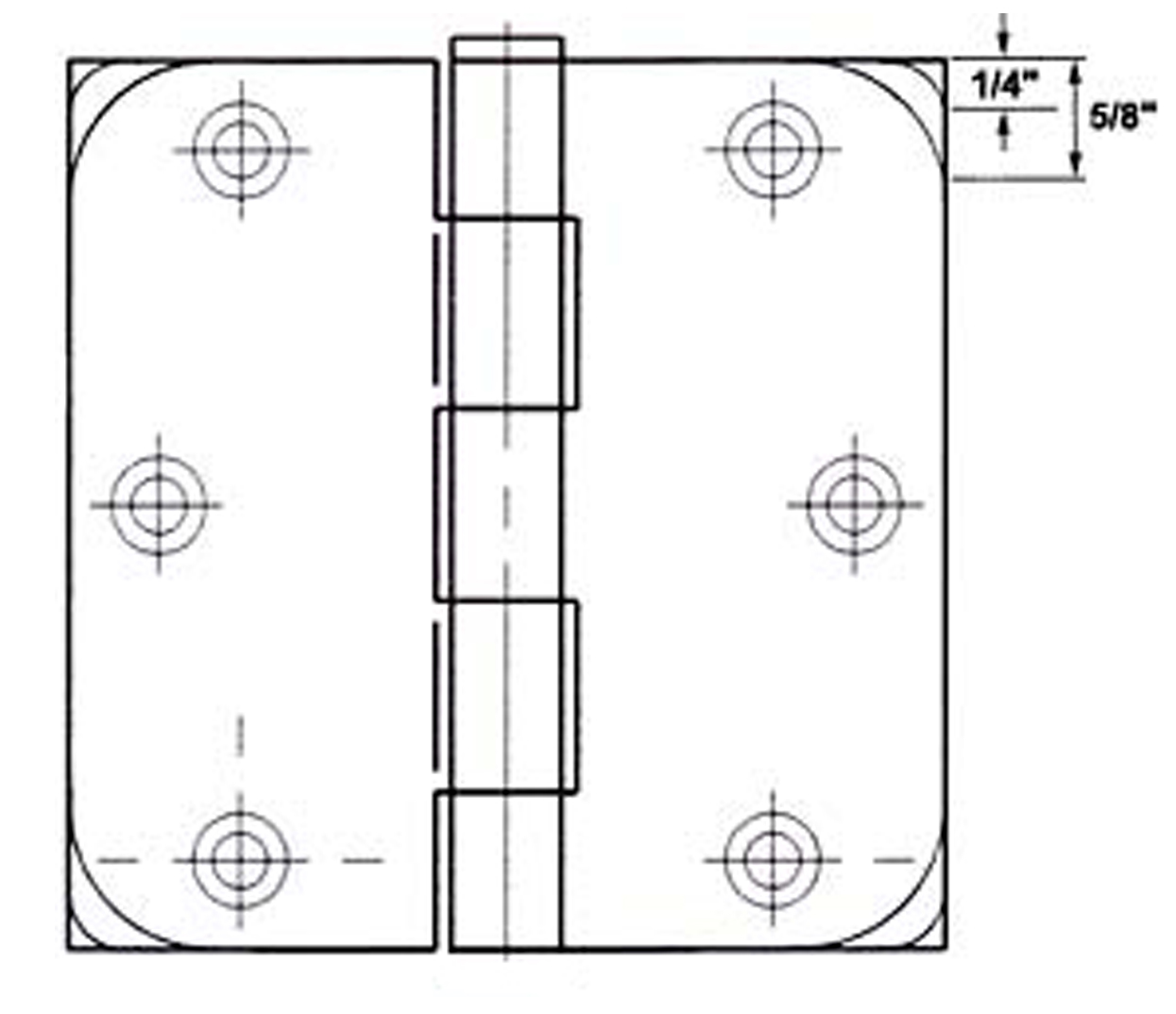 4 Inch Polished Chrome Door Hinge 1/4 Inch Corner Radius - 4014-PC ...