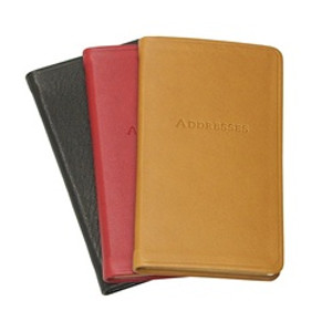 Pocket Address Book - Smooth Traditional Smooth Leather Black, Red, British Tan