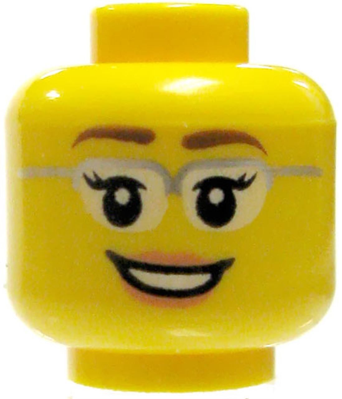 Loose Yellow Female with Silver Glasses & Kind Smile Minifigure Head 