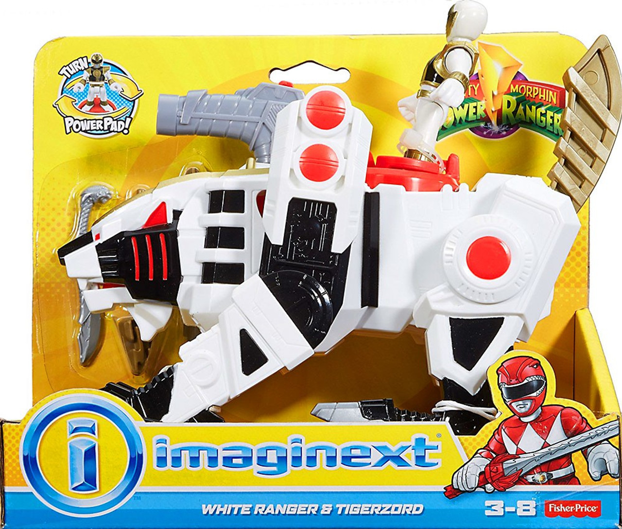 Power Rangers Mighty Morphin Imaginext White Ranger Tigerzord Figure Set Mattel Toys - ToyWiz