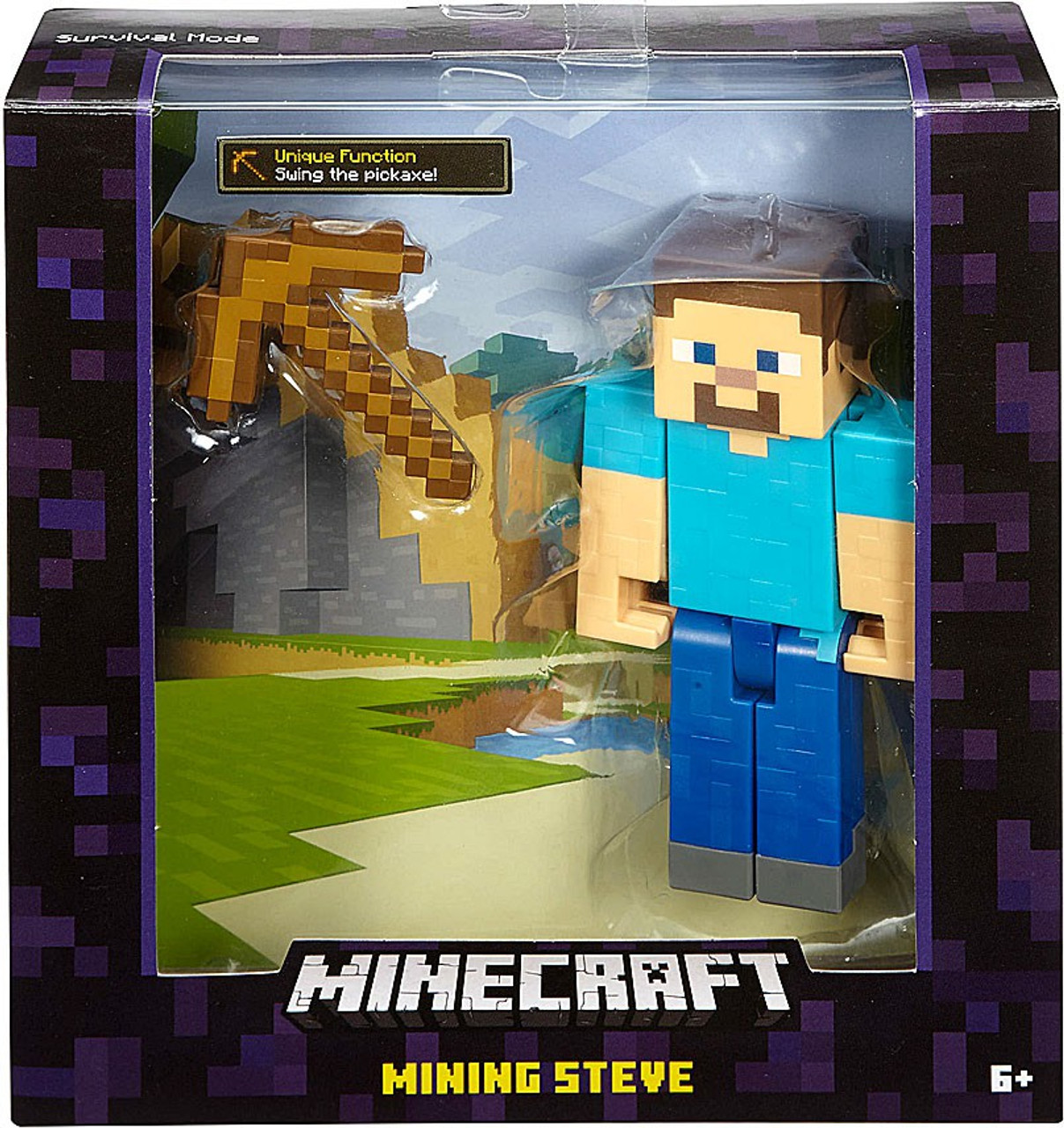 Minecraft Survival Mode Mining Steve 5 Action Figure Wood 