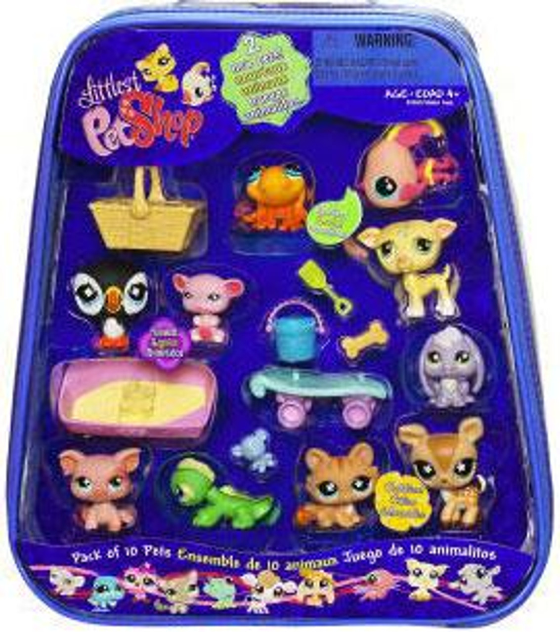 Littlest Pet Shop Pack of 10 Pets Exclusive Mini Figure Set Includes Puffin, Fish, Whippet, Deer