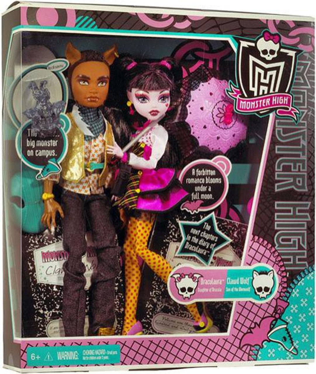 Monster High Draculaura Clawd Wolf 10 5 Doll 2 Pack Mattel