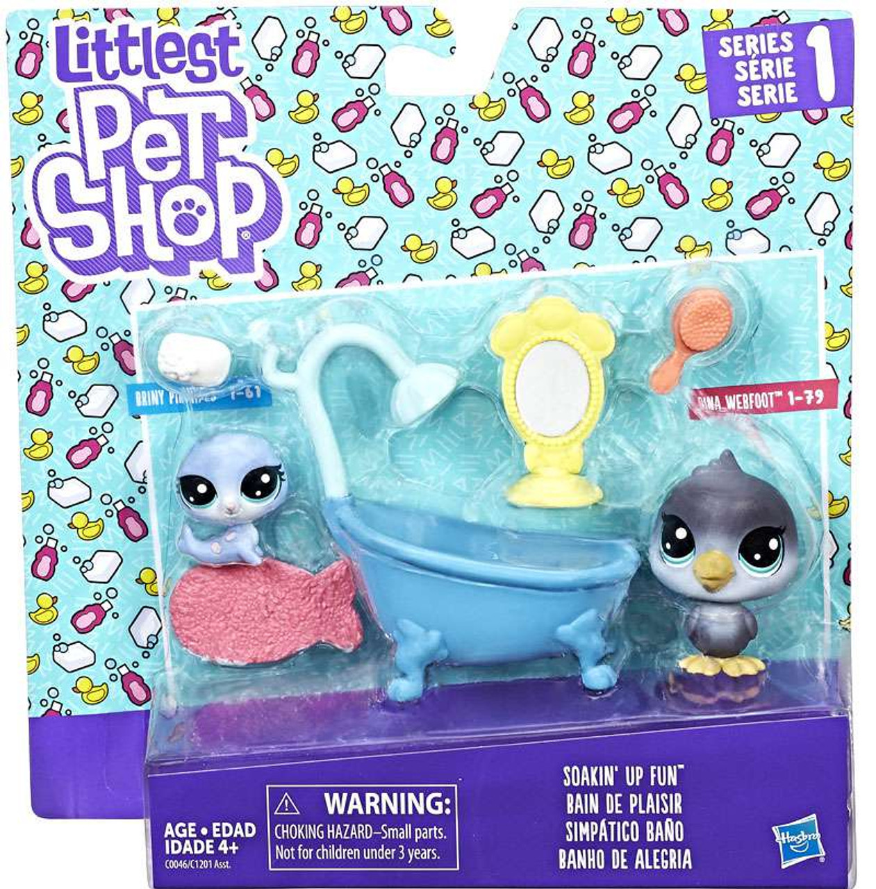 littlest pet shop series 1 bath time fun mini figure 2 pack hasbro