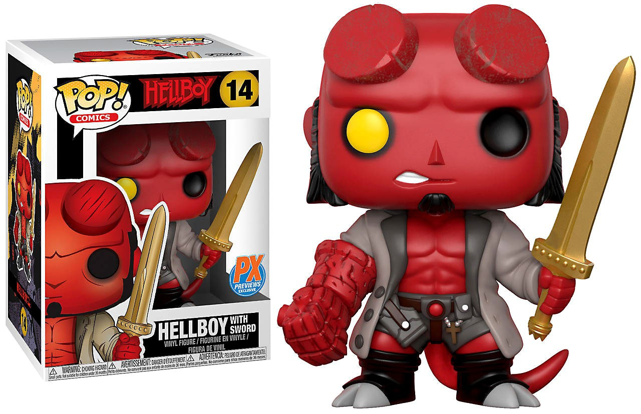 1000toys Hellboy Pop! Hellboy With Excalibur PX #14 Vinyl Figure By Funko 889698259491 Robocop Funko Pop