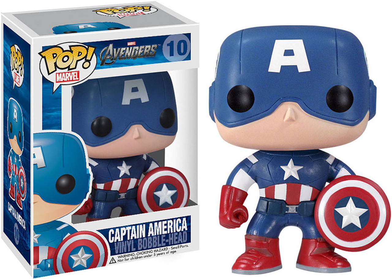 Funko Marvel Avengers Funko POP Marvel Captain America Vinyl Bobble Head 10 Avengers - ToyWiz