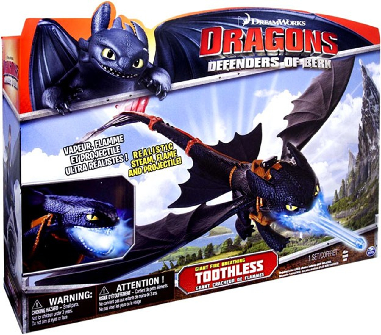 How To Train Your Dragon Dragons Defenders Of Berk Toothless Figure Giant Fire Breathing Spin 