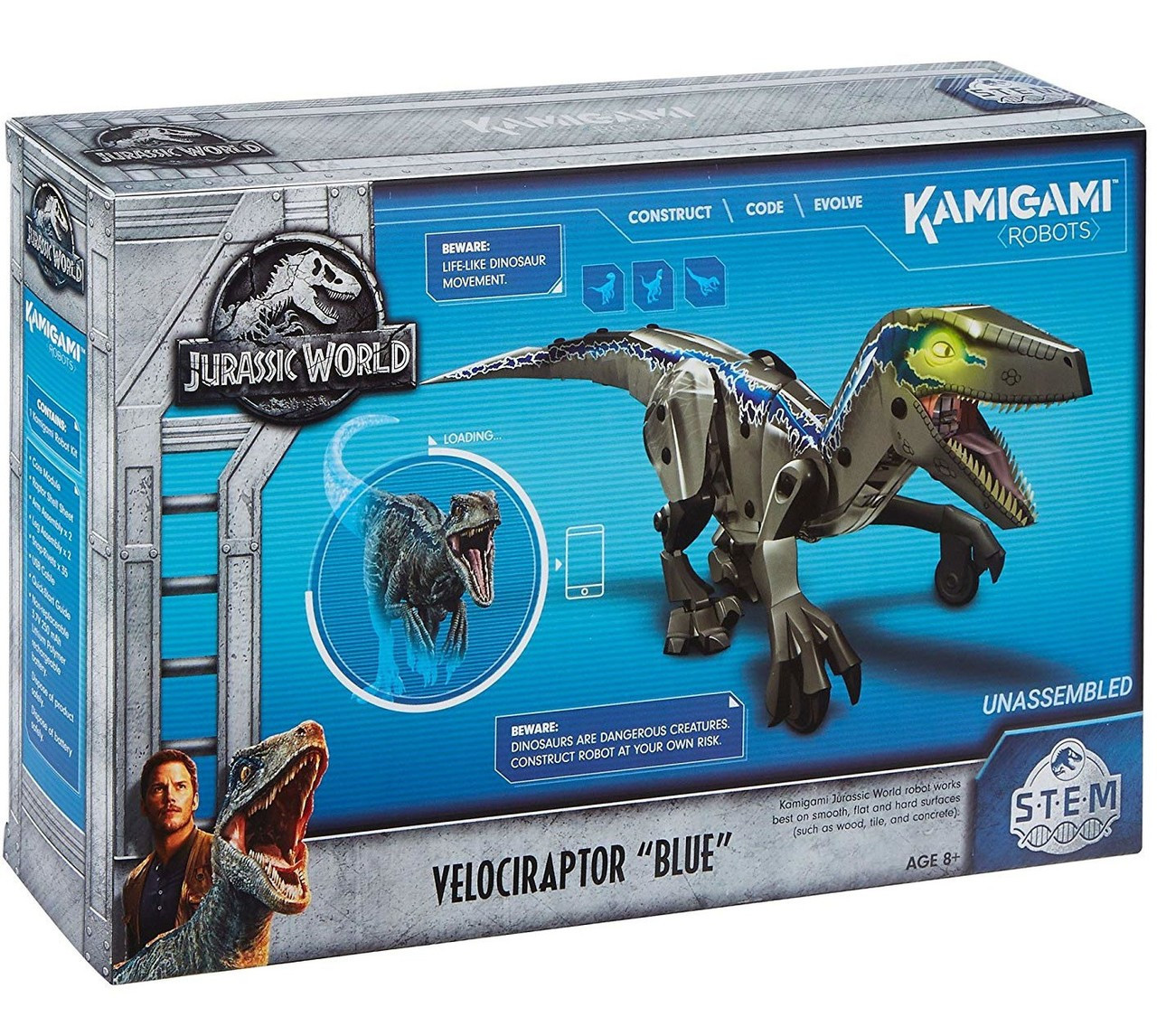 Jurassic World Kamigami STEM Velociraptor Blue Robot Figure 2.4 GHz
