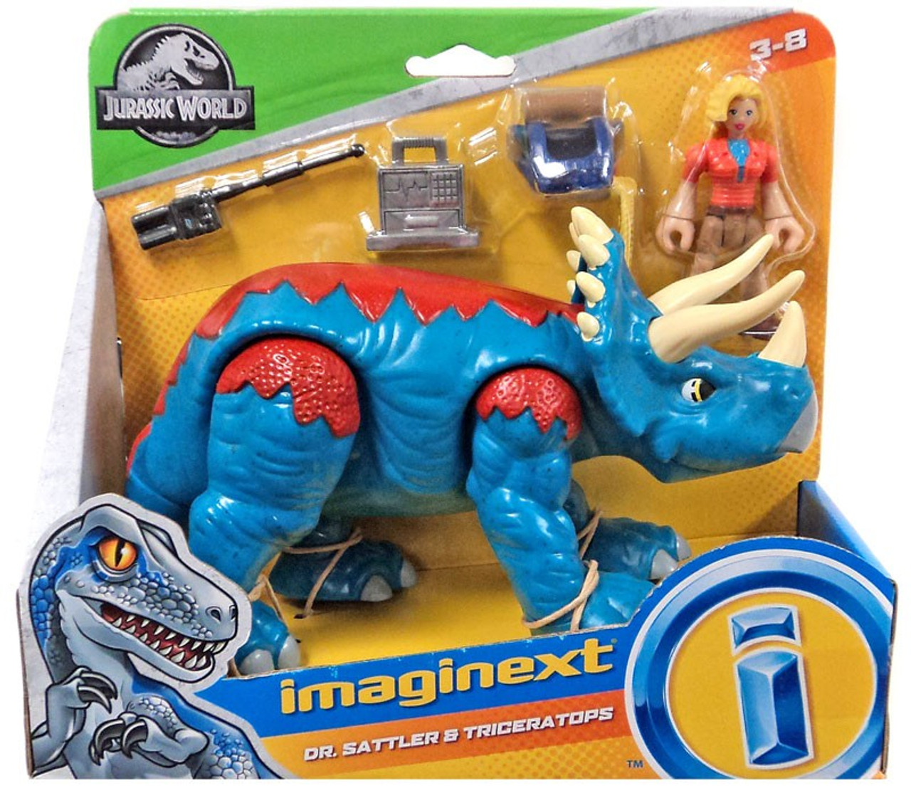 Jurassic World Imaginext Dr Sattler Triceratops Figure Set Mattel Toywiz 