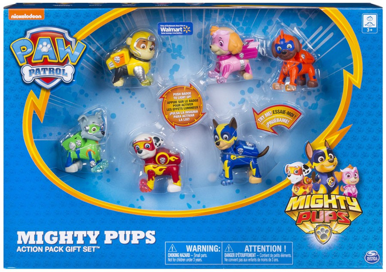 Paw Patrol Mighty Pups Exclusive Action Pack T Set Figure 6 Pack Spin Master Toywiz 4138