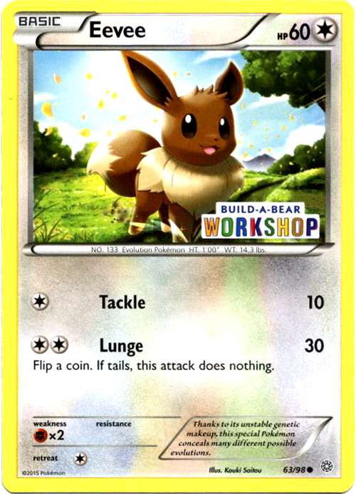 pokemon promo single card promo holo eevee 63 build a bear toywiz